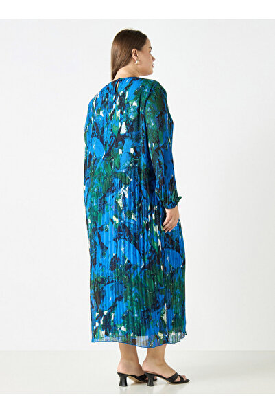 Ulla Popken Plus Size All-over Print Dress With Long Sleeves