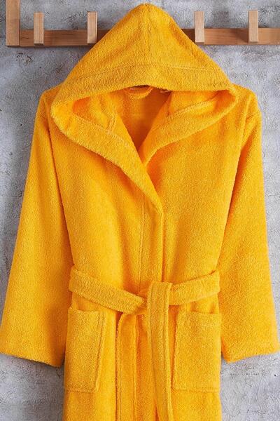 Zeynep Tekstil Cotton Hooded Young Bathrobe Unisex Waiter Boy Bathrobe