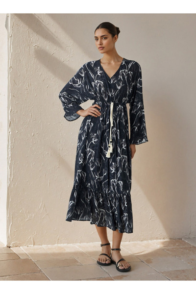 FAV فستان قفطان نسائي بطبعة زهور من الفيسكوز