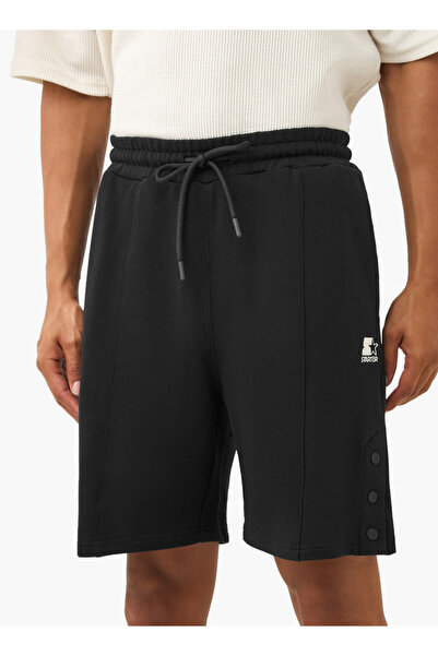 Starter Starter Button Detail Shorts with Drawstring Closure and Pockets