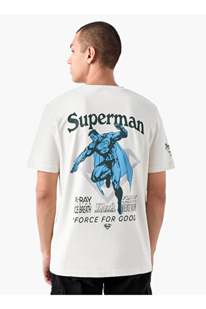 FAV تي شيرت مطبوع عليه سوبرمان مع رقبة دائرية