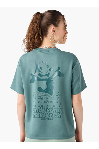 SP Characters Felix the Cat Print T-shirt with Short Sleeves and Crew Neck