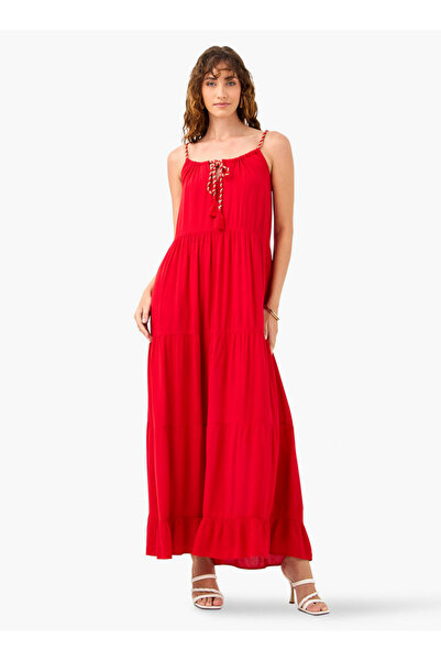 FAV Tiered Maxi Sleeveless Dress with Tie-Up Neck
