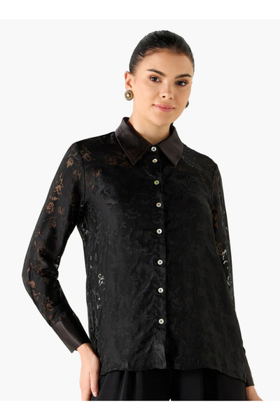 Iconic قميص جاكار بأكمام طويلة