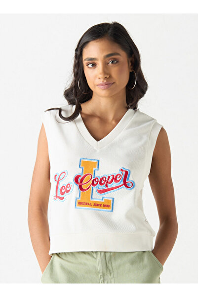 Lee Cooper Logo Embroidered Sleeveless T-shirt with V-neck