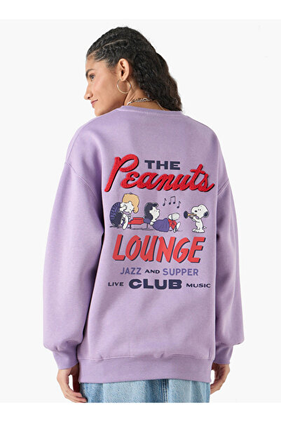 SP Characters Snoopy Print Sweatshirt with Long Sleeves and Crew Neck