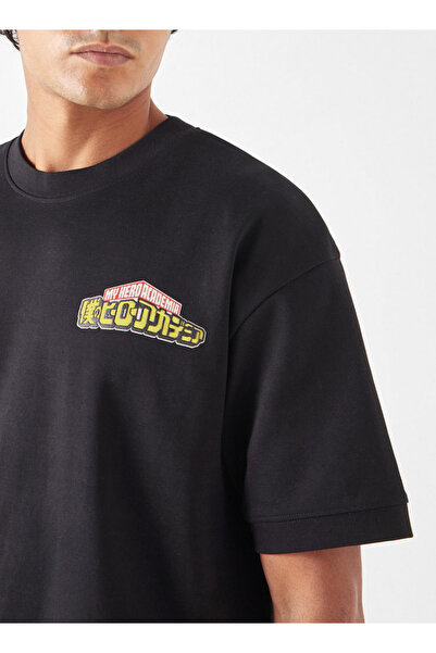 SP Characters Anime Print Crew Neck T-shirt with Short Sleeves