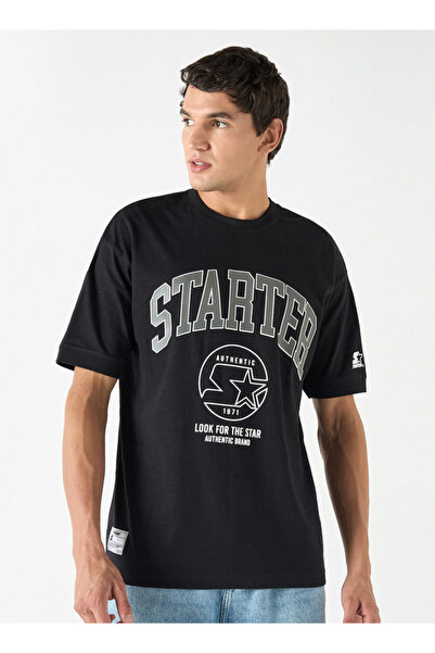 Starter Print Crew Neck T-shirt with Short Sleeves