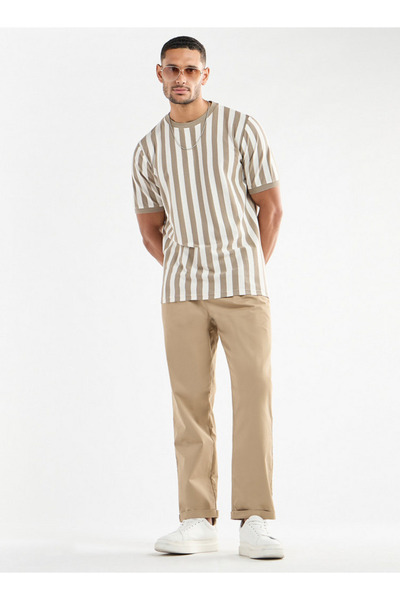 FAV Striped Crew Neck T-shirt with Short Sleeves