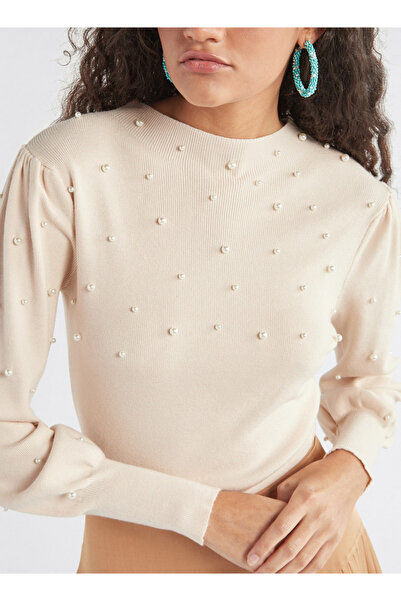 FAV Pearl Embellished Sweater With Long Sleeves