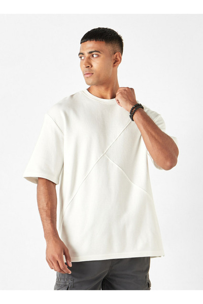 Lee Cooper Textured Crew Neck T-shirt with Short Sleeves