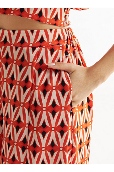 FAV All-over Print Wide Leg Pants With Semi-elasticated Waistband And Pockets