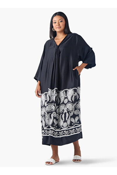 Ulla Popken Plus Size Ulla Popken Paisley Print Kaftan Dress