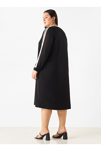 Ulla Popken Plus Size V-neck Dress With Long Sleeves