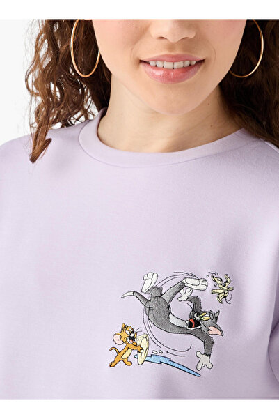 SP Characters Tom and Jerry Print Crew Neck T-shirt with Short Sleeves