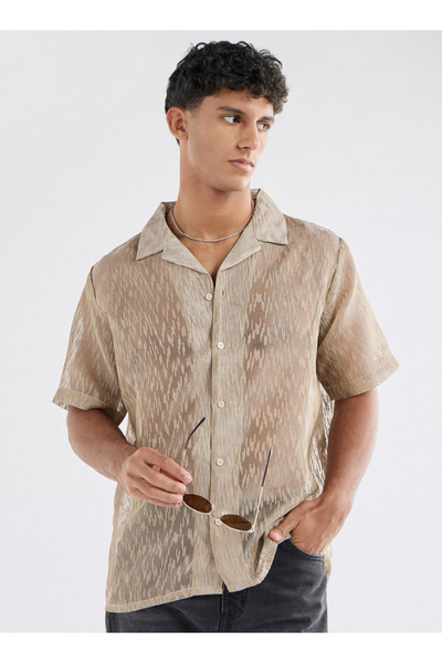 FAV Regular Fit Textured Shirt with Short Sleeves