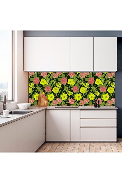 Paahryi 40×600cm Green Yellow Flower Self-Adhesive Waterproof Wallpaper