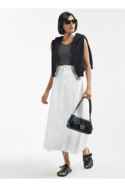 FAV Striped Sleeveless Bodysuit With V-neck