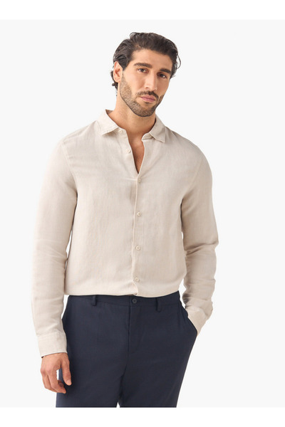 FAV قميص من مزيج الكتان بقصّة عادية