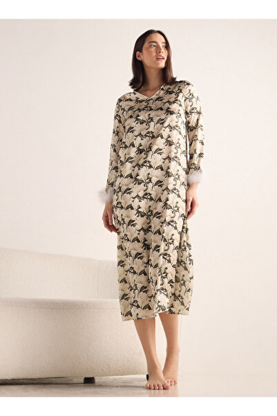 FAV Floral Print Satin Night Dress