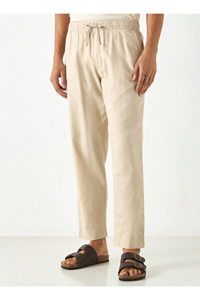 Iconic Solid Relaxed Fit Flexi Waist Trousers with Drawstring Closure