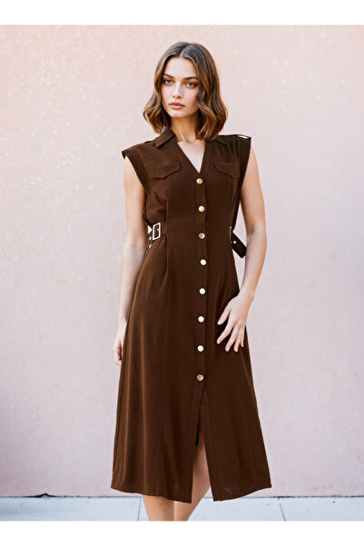 Lee Cooper Sleeveless Belted Shirt Dress