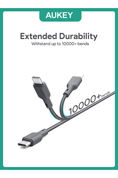 AUKEY Circlit Blink 60W Lite Cable 1m. DTY Braided USB-C to USB-C - CB-DCC063 Black