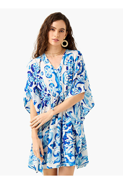 FAV Printed Kaftan Cover Up with Tie-Up and V-neck