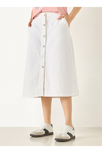 Lee Cooper Denim Midi Skirt with Button Closure