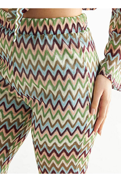 FAV All-over Chevron Textured Flared Leg Pants With Elasticated Waistband
