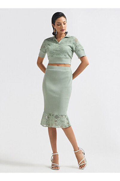 FAV Textured Pencil Skirt With Elasticated Waistband