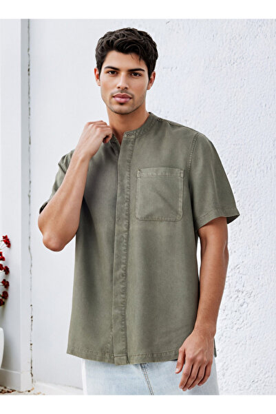 Lee Cooper قميص تنسل بياقة ماندرين بقصّة عادية