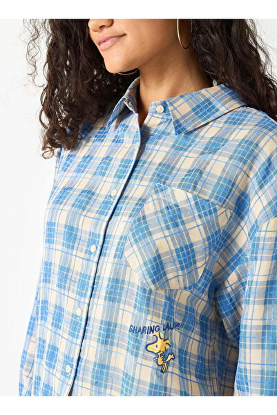 SP Characters Snoopy Print Shirt with Long Sleeves and Chest Pocket