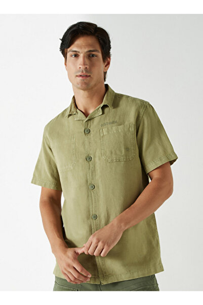 ECKO Unltd Solid Camp Collar Linen Blend Shirt
