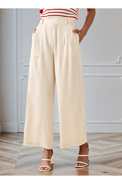 FAV Pleated Linen Blend Wide Leg Trousers