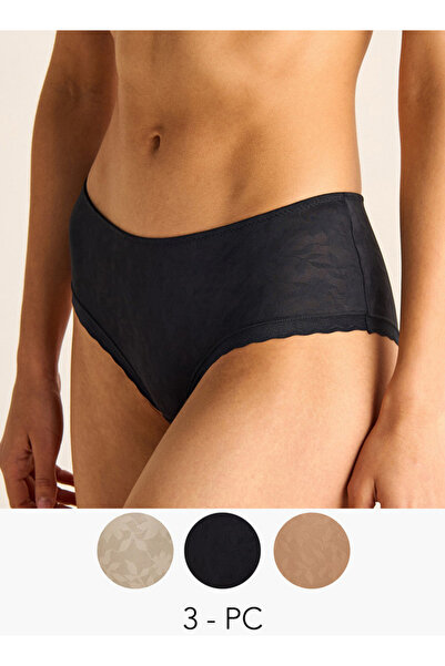 FAV مجموعة من 3 قطع - سراويل داخلية مزخرفة بحزام خصر مطاطي