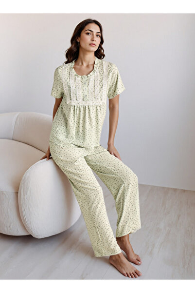 FAV طقم بيجامة قميص وسروال من الرايون