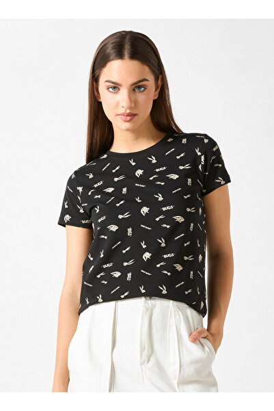 SP Characters All-Over Bugs Bunny Print Crew Neck T-shirt with Short Sleeves