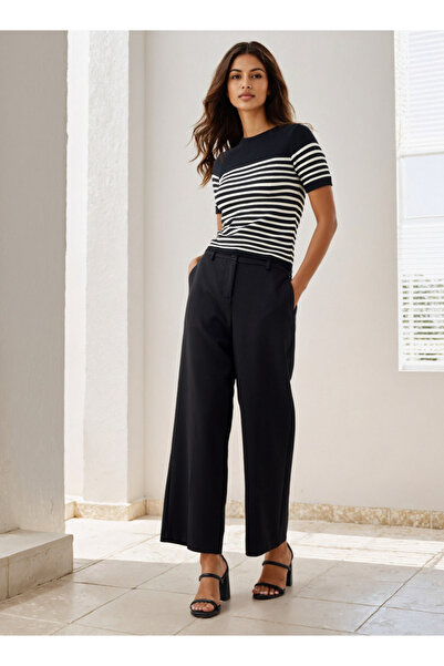 FAV Striped Knit Top with Short Sleeves