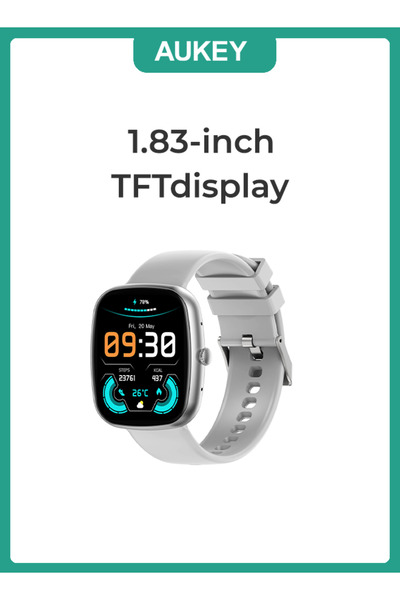 AUKEY Smartwatch with Calling Function, 1.83-inch TFT display, IP68 Waterproof, 15 Days SW-2S-SV