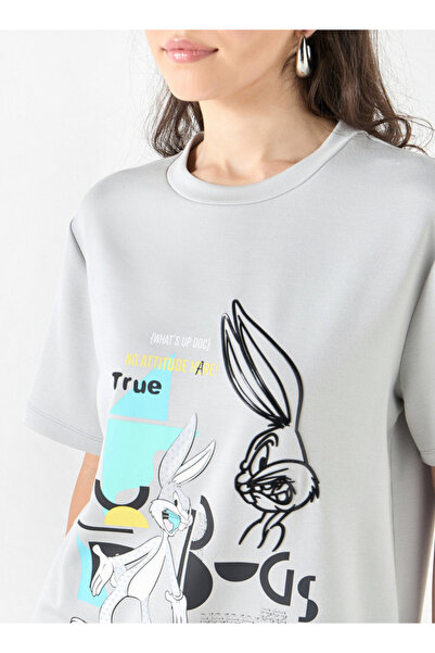SP Characters Bugs Bunny Print Crew Neck T-shirt with Short Sleeves