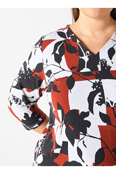Ulla Popken ABSTRACT FLORAL MIX PRINT TOP