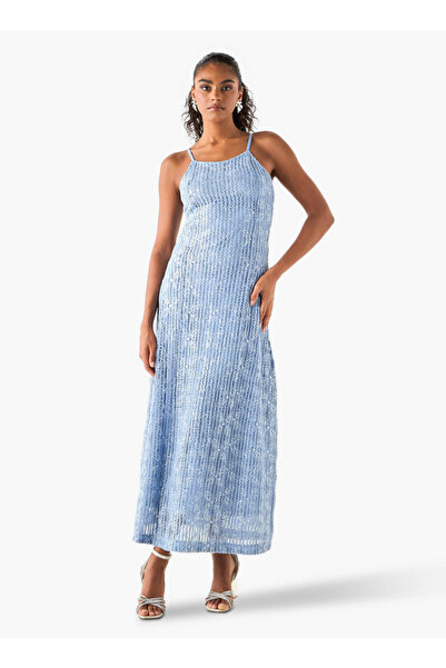 Iconic فستان كروشيه مزين بالترتر مع حمالات رفيعة