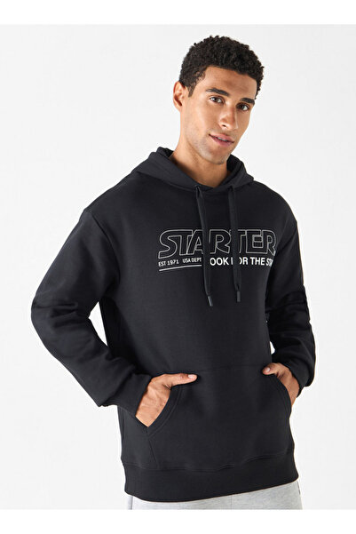 Starter هودي من الصوف بتفاصيل الشعار مع جيوب الكنغر