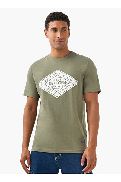 Lee Cooper تي شيرت لي كوبر بياقة دائرية وتفاصيل شعار