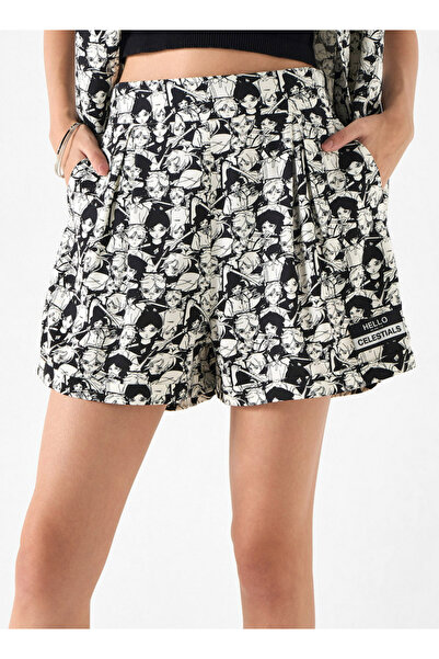 SP Characters All-Over The Celestials Print Shorts with Semi-Elasticated Waistband and Pockets