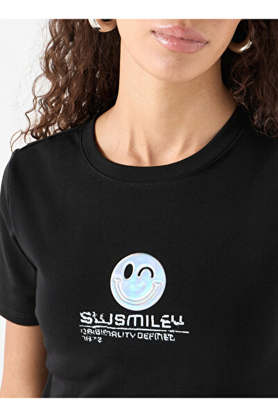 SP Characters Printed T-shirt with Crew Neck and Short Sleeves