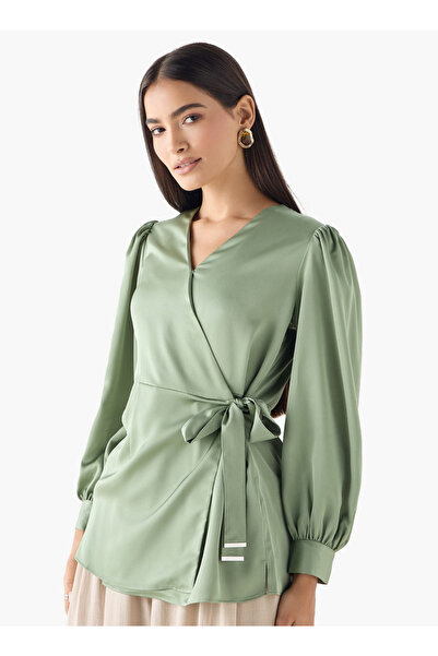 Iconic Iconic Plain Wrap Top with Tie-Up Belt