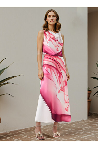 Iconic Iconic Printed A-Line Maxi Skirt with Elasticated Waistband