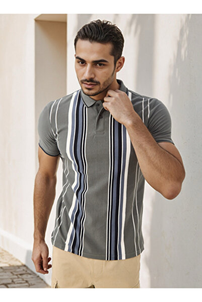 FAV تيشيرت بولو مخطط عمودي من Welt Pique